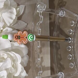 Custom Beaded Pen - Gifts For Her - Cute Office supplies - Gingerbread Man